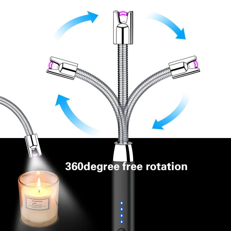 360° USB Rechargeable Arc Lighter – Windproof & Flameless