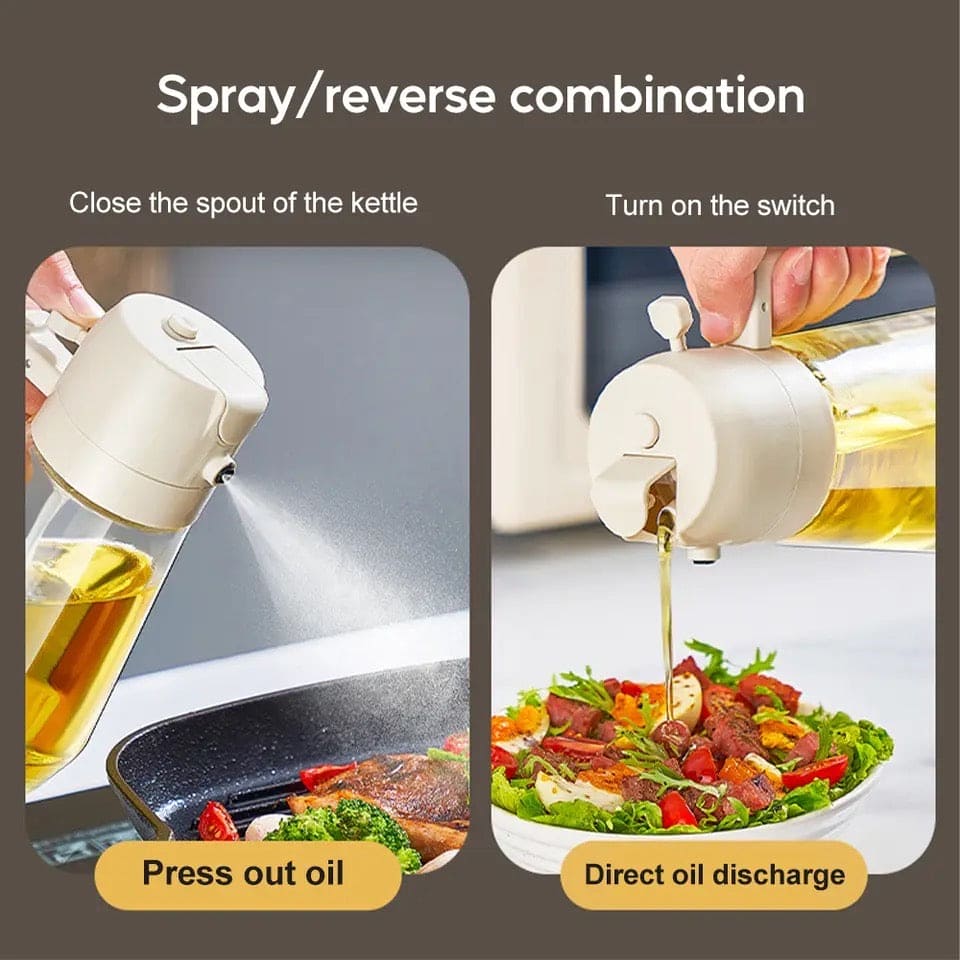 2-in-1 Oil Spray & Pour Glass Bottle Dispenser