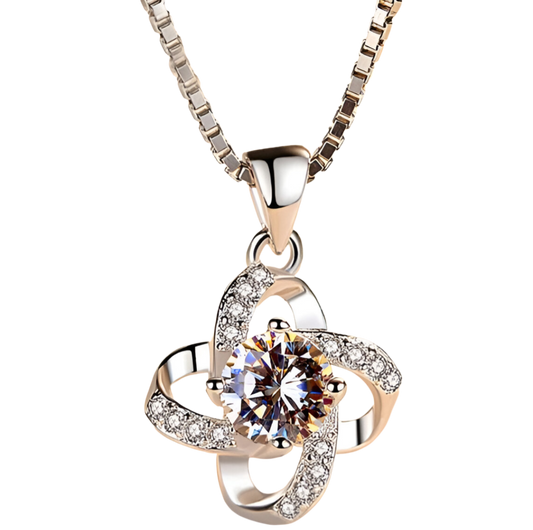 Women's Four-Leaf Clover Pendant Necklace with Diamonds in Brass