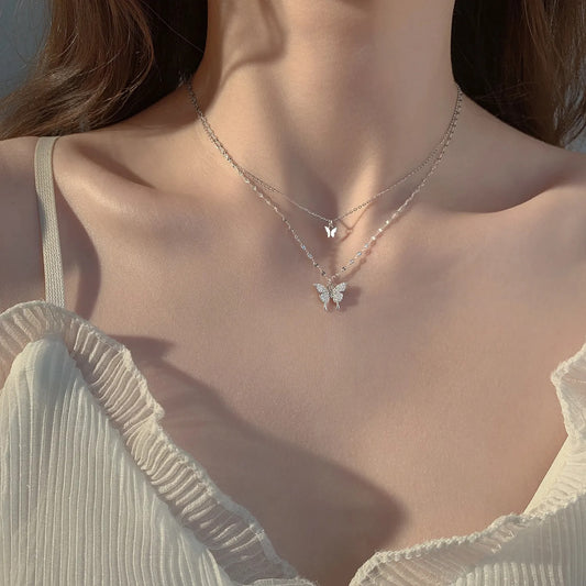 Double Layered Butterfly Necklace