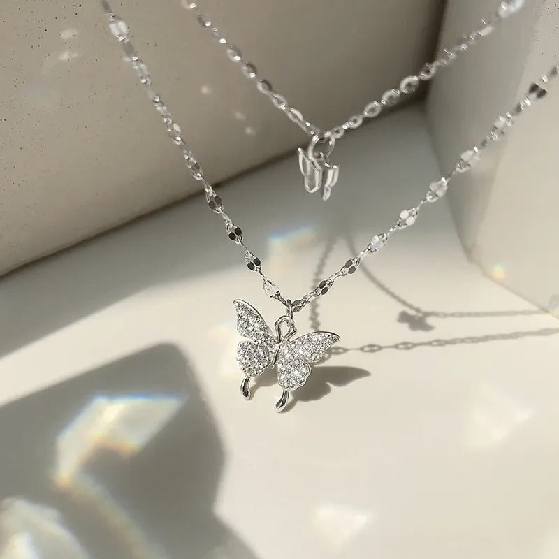 Double Layered Butterfly Necklace