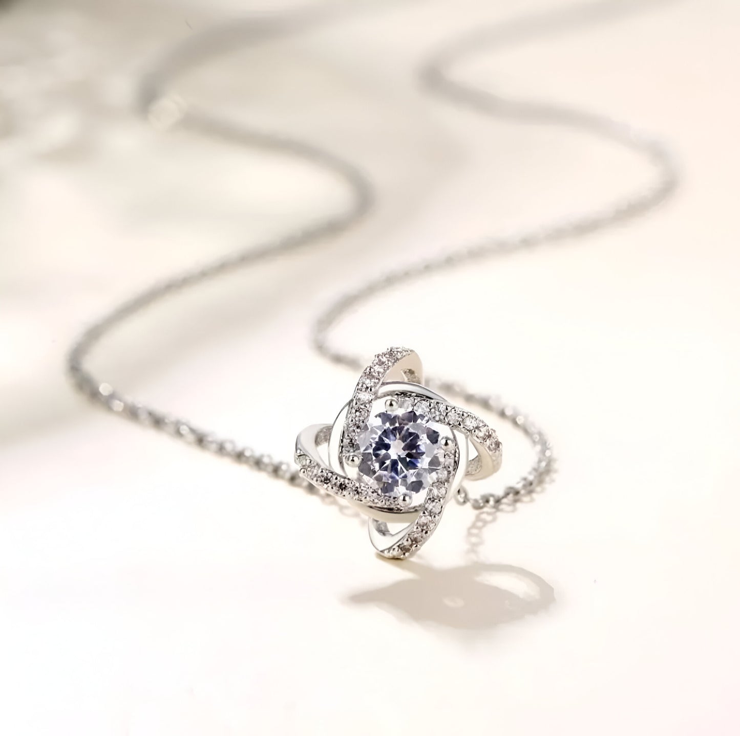 Women's Four-Leaf Clover Pendant Necklace with Diamonds in Brass