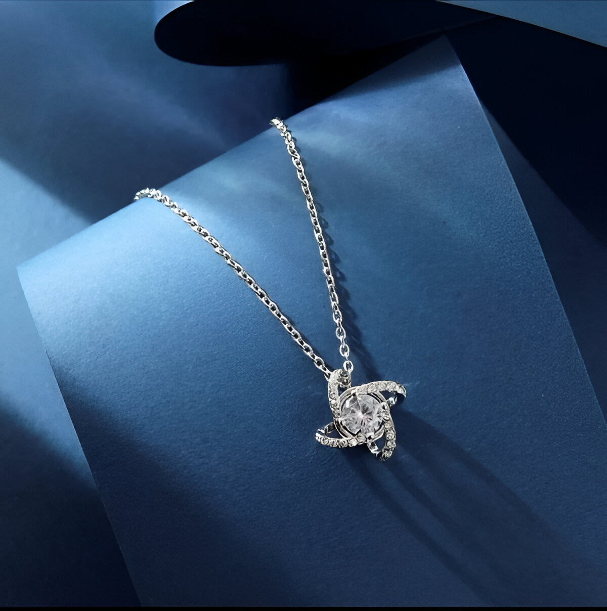 Women's Four-Leaf Clover Pendant Necklace with Diamonds in Brass