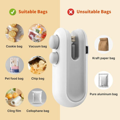 Heat Sealer and Cutter 2-in-1 Mini  | USB Rechargeable Food Sealer