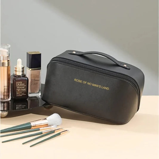 PU Leather Vanity-Style Cosmetic Bag and Makeup Organizer