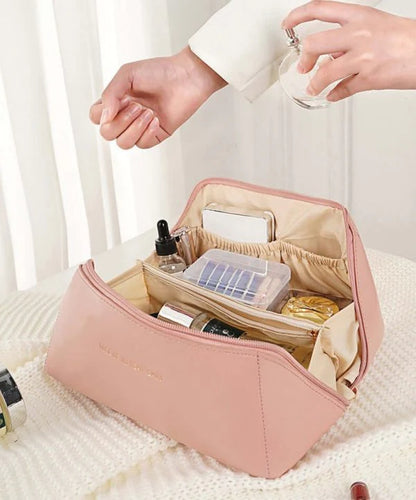 PU Leather Vanity-Style Cosmetic Bag and Makeup Organizer
