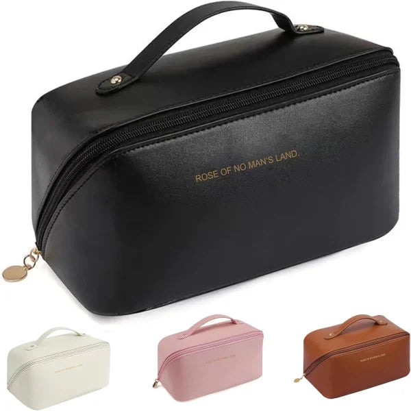 PU Leather Vanity-Style Cosmetic Bag and Makeup Organizer