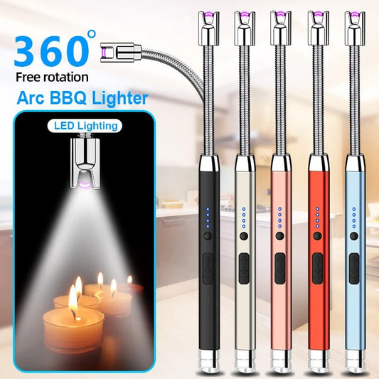 360° USB Rechargeable Arc Lighter – Windproof & Flameless
