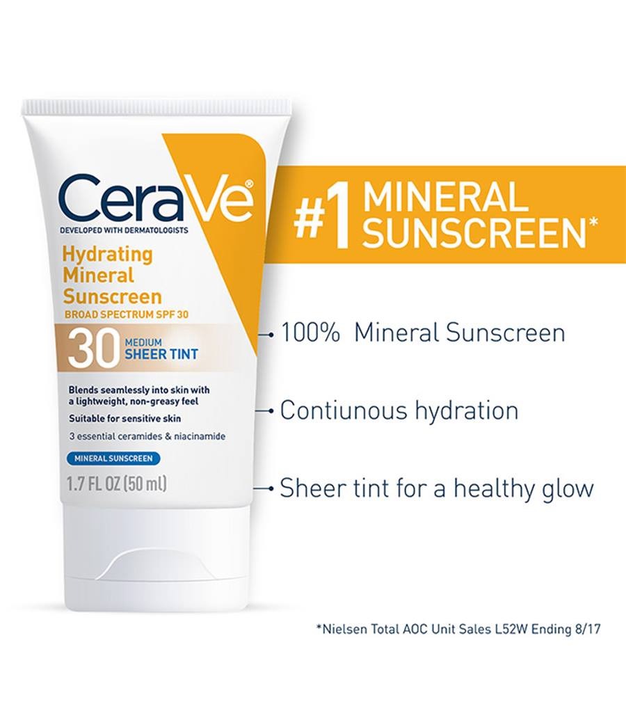 Cerave Hydrating Sunscreen SPF 30 Face Sheer Tint 50Ml