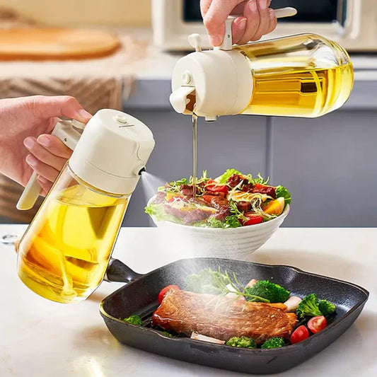 2-in-1 Oil Spray & Pour Glass Bottle Dispenser