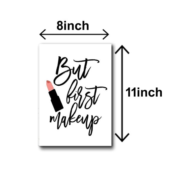 Set of 5 Makeup-Themed Wooden Wall Art Frames for Girls' Room Decor