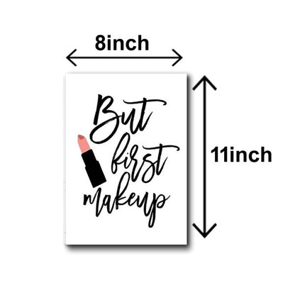 Set of 5 Makeup-Themed Wooden Wall Art Frames for Girls' Room Decor