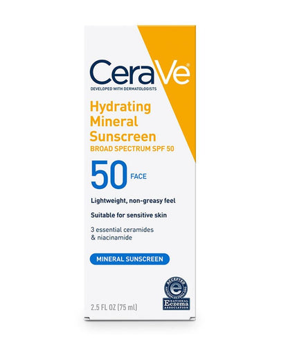 CeraVe Hydrating Mineral Sunscreen SPF 50 Face Lotion 75ml